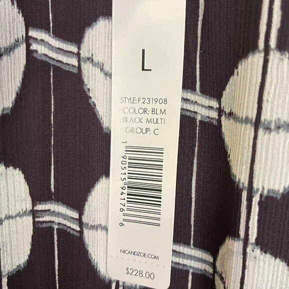 Nic + Zoe $228 Chiffon Dot Maxi Dress Size Large NWT Black White - Picture 9 of 12